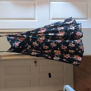 White House Black Market Strapless Black Floral Dress size 10